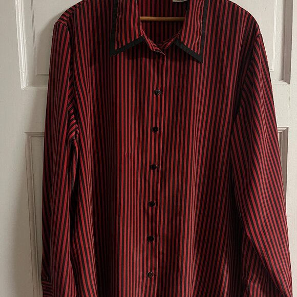 Vintage Red and Black Pinstriped oversized button up shrit - Picture 1 of 5